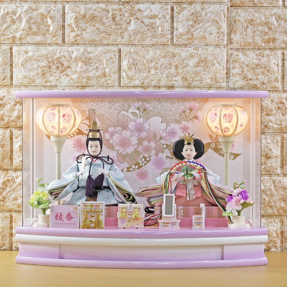 雛人形 コンパクト おしゃれ かわいい ケース入り 日本製(桃の節句 おとは 親王 ケース R7-FJNMR602-109) アクリル ケース 二人 ケース飾り