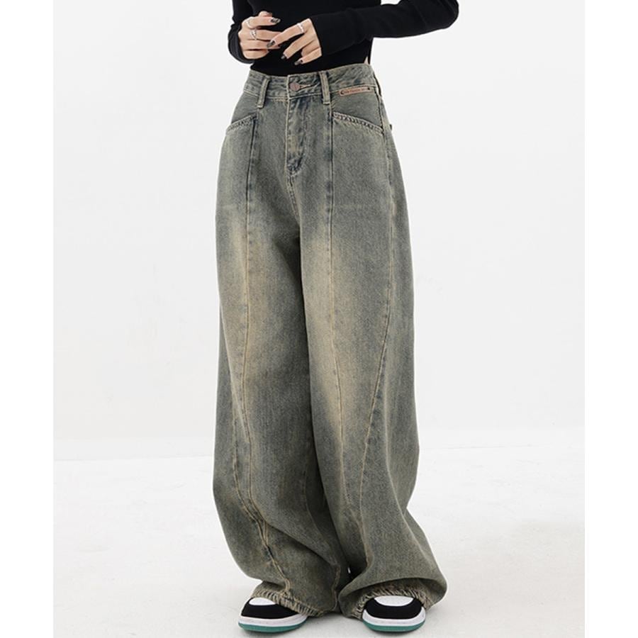 【急速出荷!】人気沸騰 大人気レディースパンツ ヴィンテージ風ワイドデニムパンツ美脚