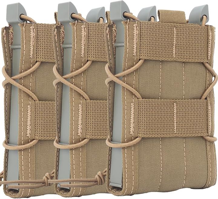 マガジンポーチ マグポーチ TACOスタイル M4 AK 対応 MOLLE ベルト 両方対応 サバゲー CORDURA 実物ナイロン仕様( コヨーテブラウン3個セット)