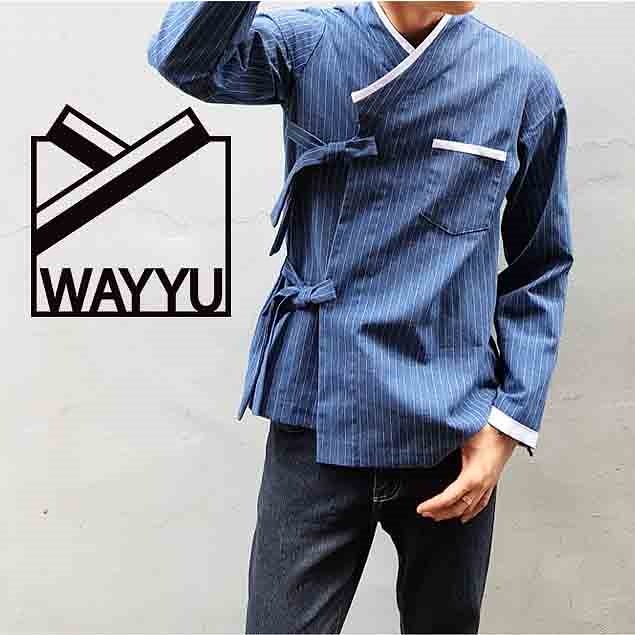 【生活韓服】bamboo leaf Jeogori (ocean) / Blue Stripe 男性シャツ ン/ 四節シャツ/ 韓国伝統