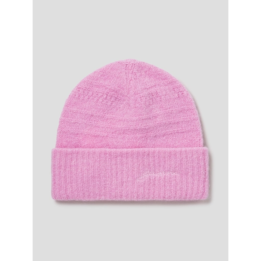 GANNI ソフトウールビーニー-ピンク FW24-QN498BA06X