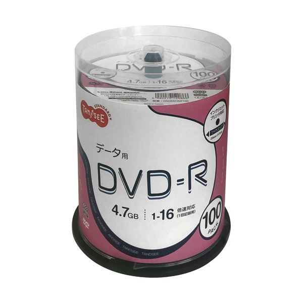 （まとめ）TANOSEE データ用DVD-R4.7GB 1-16倍速 ホワイトワイドプリンタブル スピンドルケース 1パック（100枚）(×2セット)