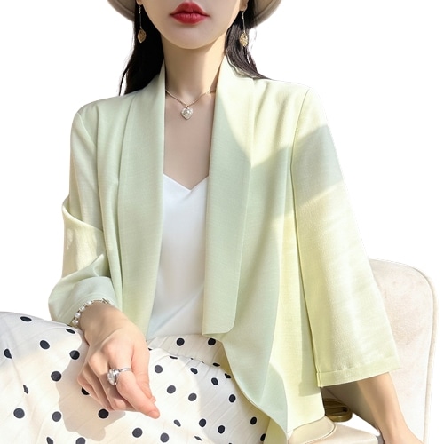 小西コート女薄春夏七分袖雰囲気カジュアルスーツカーディガン
