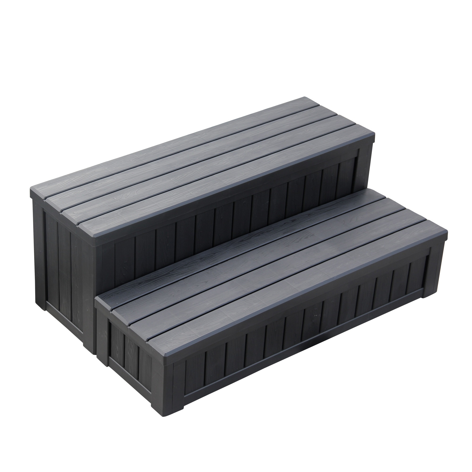 【国内発送 無-送料】114屋外収納ボックス 踏み台タイプ 組み立て簡単　樹脂製　木目調 W93*D57*H35 100L戸外収納庫 収納ボックス 置き配 屋外 ストッカー 防水/耐侯 収納可能 ガー