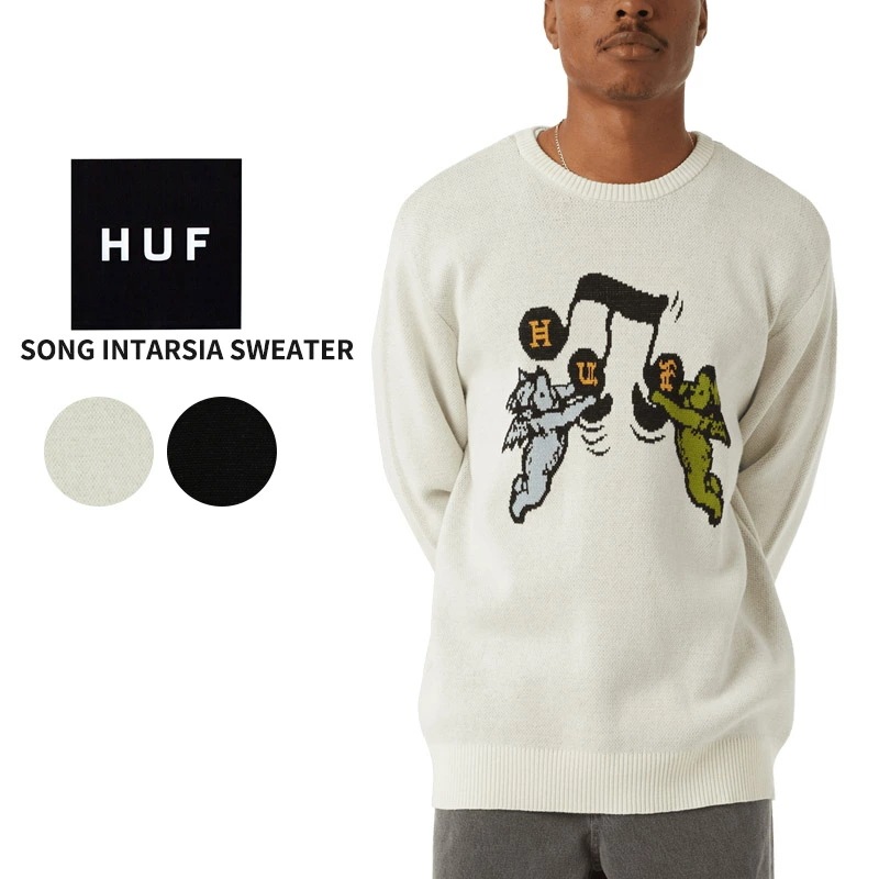 ハフ メンズ セーター HUF Song Intarsia Sweater グラフィック ニット セーター 長袖 メンズ トップス