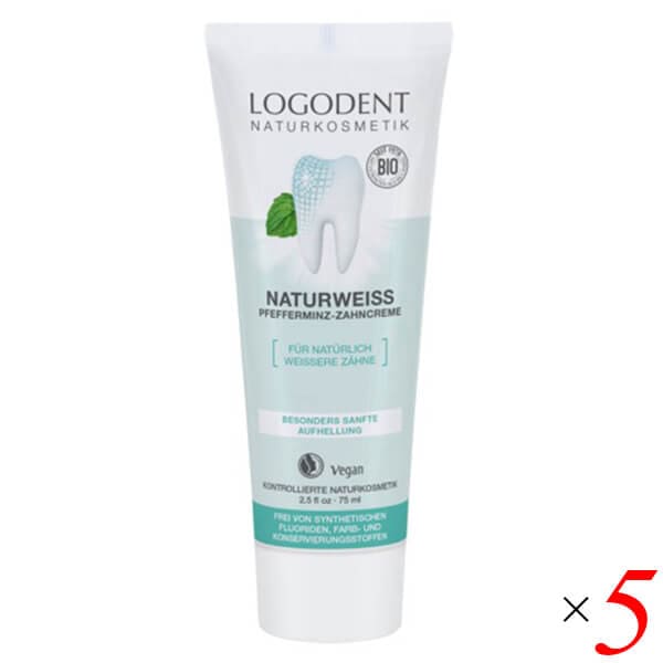 ロゴナ ナチュラルホワイト はみがき 75ml 5本セット