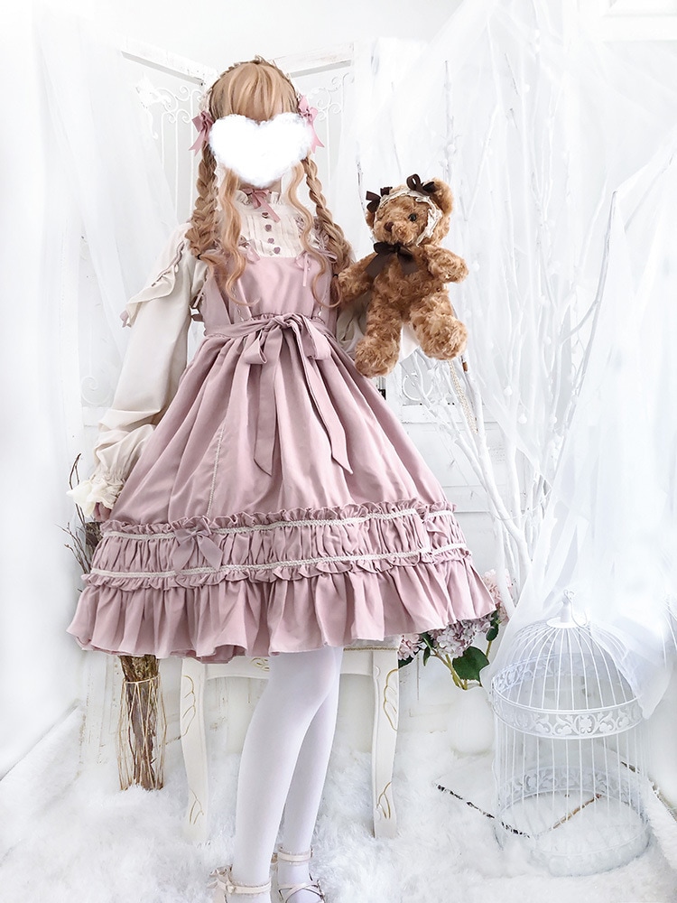 ロリータ ワンピース ジャンパースカート長袖　ゴスロリ コスプレ アニメ 森ガール 大きいサイズ ドレス 服 ゴシック ジ メイド かわいい コスプレ ブラウス お嬢様 JSK OP11