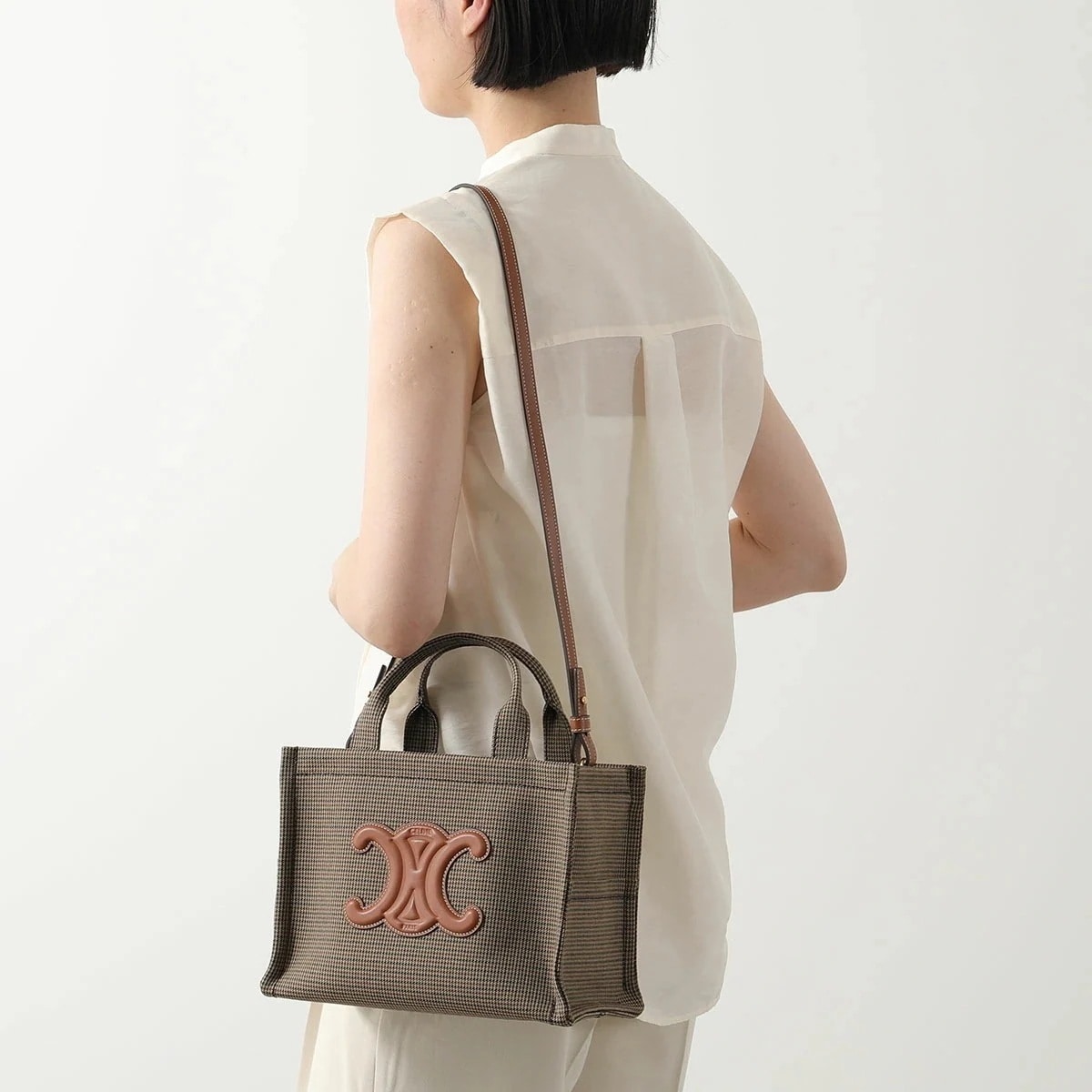 CELINE セリーヌ ハンドバッグ Small Cabas スモール カバタイス 199162FHZ.14ML レディース Triomphe トリオンフ チェック レザー 鞄 Multicolor