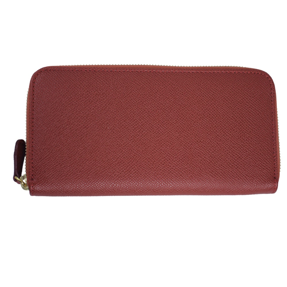 ラウンドファスナー長財布 型押しレザー レッドブラウン系 1G217 3961 7002