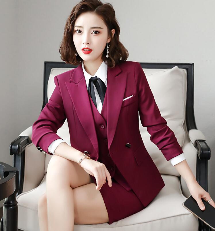 大安売り高品質 無地 レディーススーツ 4点セット Ｓ～8XL 大きいサイズ 3色 女性 パンツスーツ ジャケット+シャツ+ベスト+パンツ/スカート エレガント 着痩せ OL 通勤フォーマル 結婚式