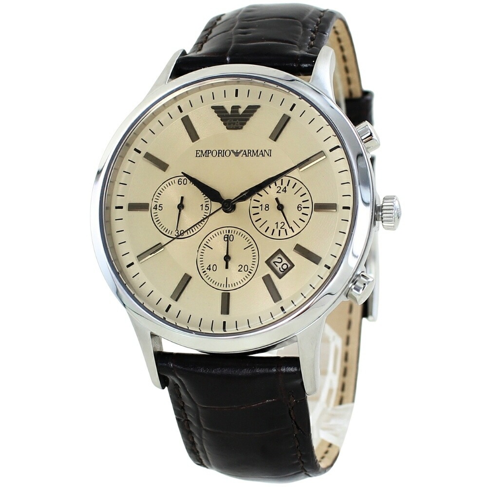 期間限定 お一人様1本限り エンポリオアルマーニ ARMANI 腕時計 手表 メンズ クロノグラフ ダークブラウン レザー 茶色用 時計 誕生日 AR2433 誕生日プレゼント ポイント消化