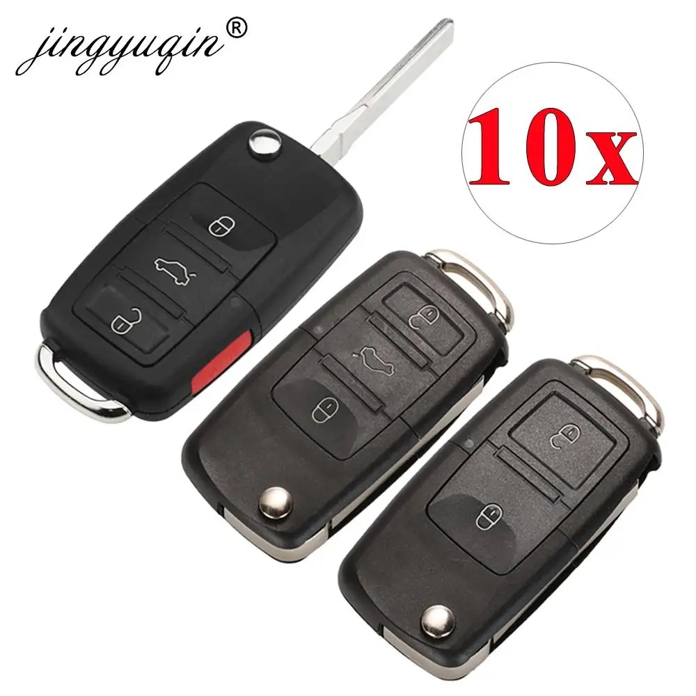 ジンユーチン 10個セット 2/3/4ボタン キーシェル ケース VW パサート ポロ ゴルフ トゥーラン ボーラ イビツァ レオン オクタビア ファビア リモコンキー ブランク 輸入品