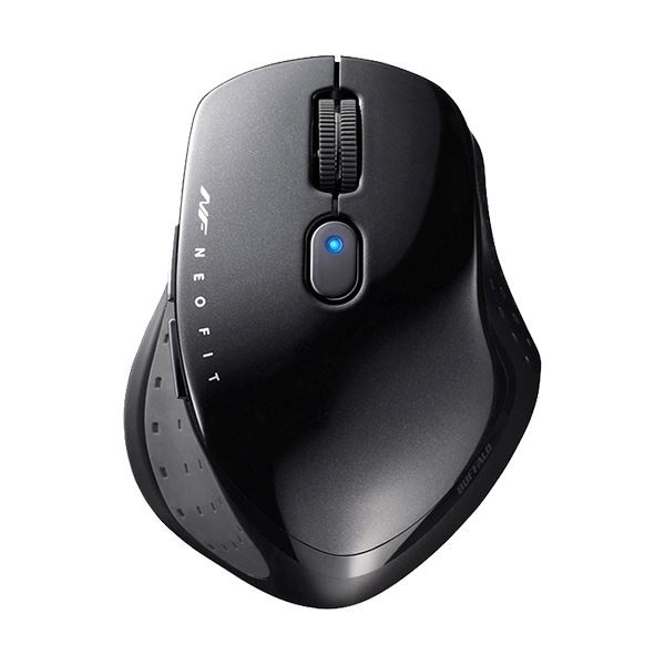 （まとめ） バッファロー 無線 BlueLED5ボタン ネオフィットマウス Mサイズ ブラック BSMBW510MBK 1個 5セット