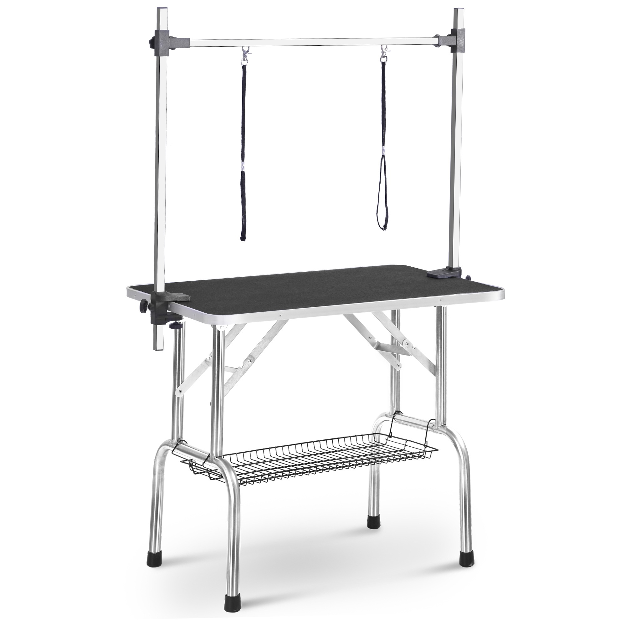 トリミングテーブル 折りたたみ トリミング台 H型アーム棒 頑丈型 多頭 トリミング 折り畳み ペット用 シャンプー カット ブラック