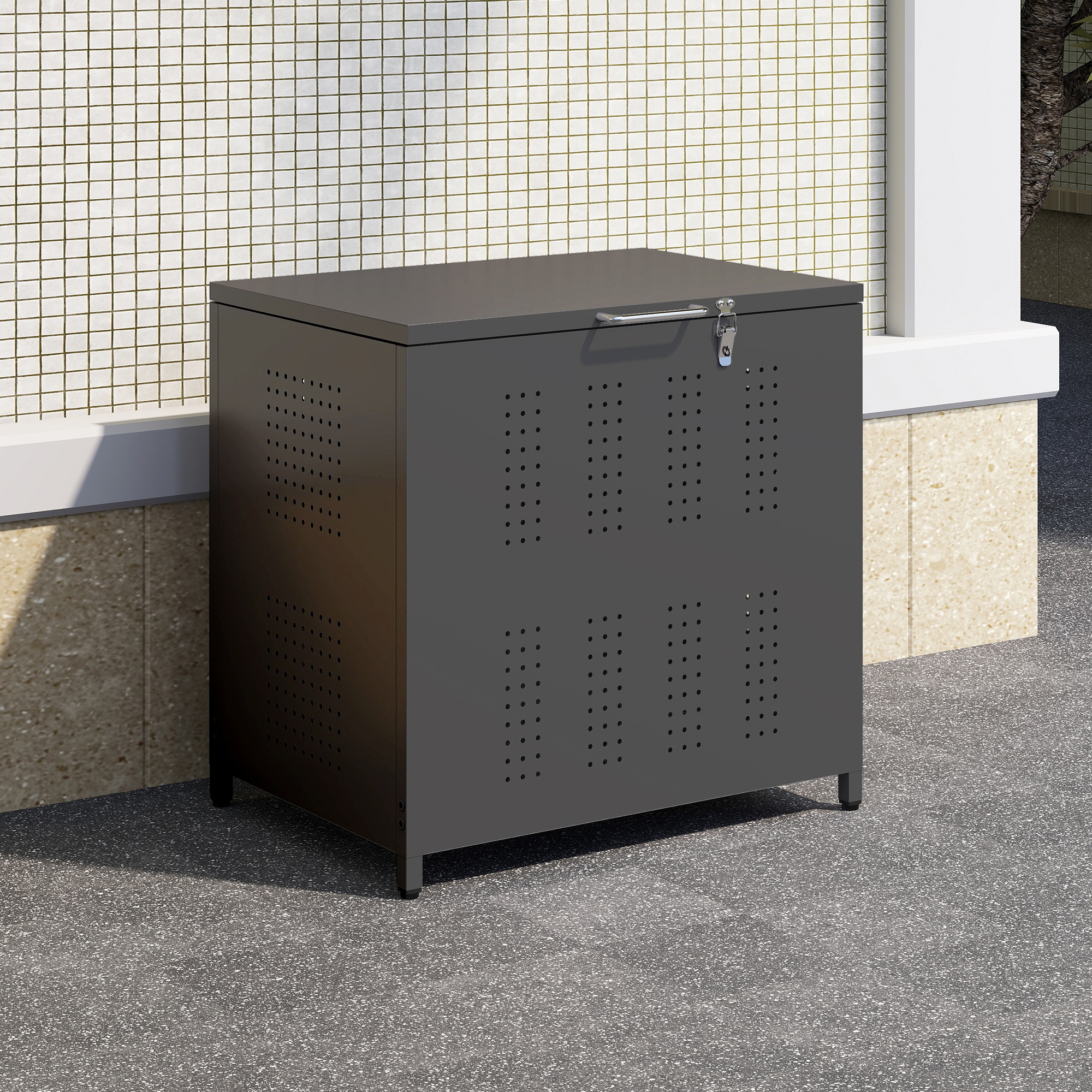 【国内発送】1142屋外ゴミ収納庫 ゴミ箱 屋外 ゴミ収集ボックス ごみ集積所 大容量 カラスよけ 野良猫対策 ゴミ荒らし防止 庭用可能 容量160L ブラック