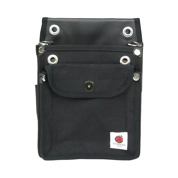 帆布鳶用腰袋2段 フタ付キ TSH-2DF-BK