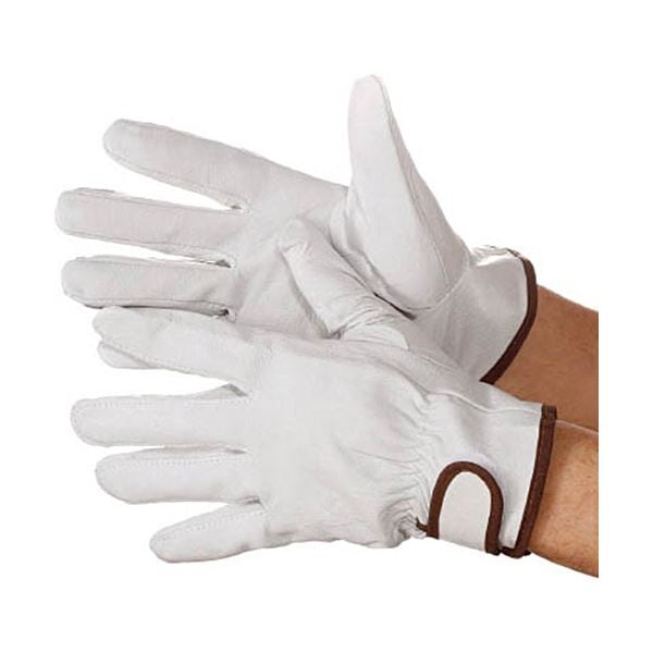 （まとめ）豚本革手袋 マジック式 717 豚白 LL 4134583 1双 [x5セット]