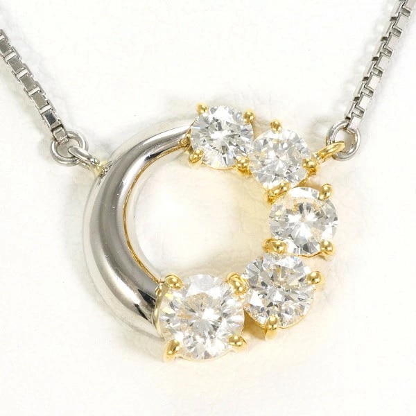 PT850 プラチナ K18YG ネックレス ダイヤ 1.04 鑑別書 ジュエリー 中古