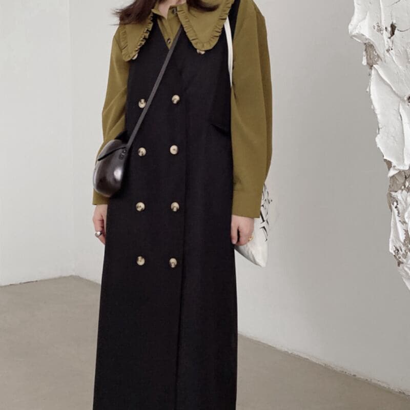 【送料無料】レディース 2カラー ワンピース風ベスト ロングベスト ロング丈 大人可愛い