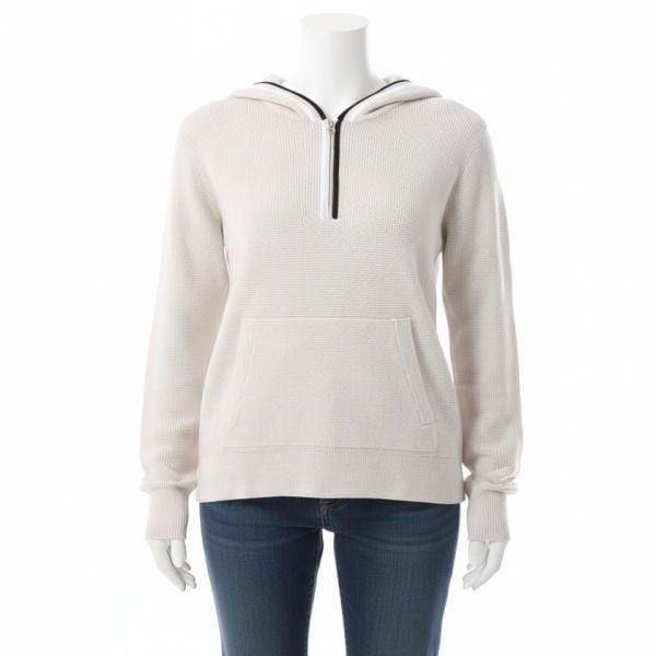 GFORE WAFFLE STITCH MERINO WOOL HOODED QUARTER ZIP SWEATER G4LF23S603A-STNH 女性用ワッフルスティ