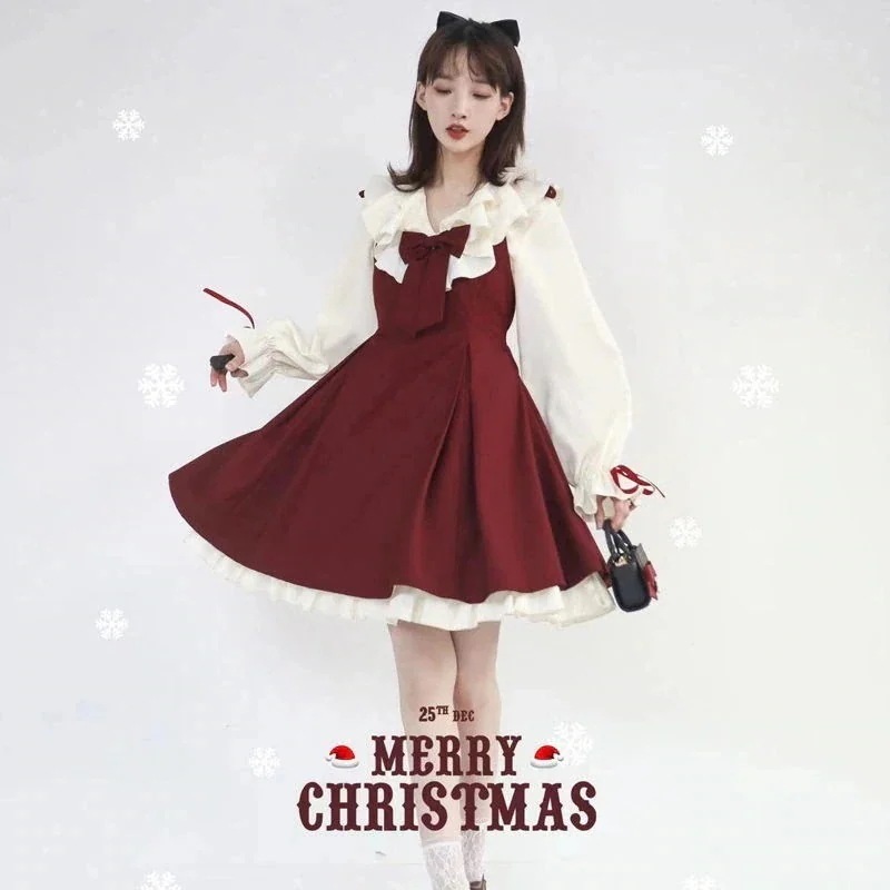 サンタコスプレ秋冬カレッジ風気品jk制服スーツスカートクリスマス洋風ロリータワンピース女 ハロウイン