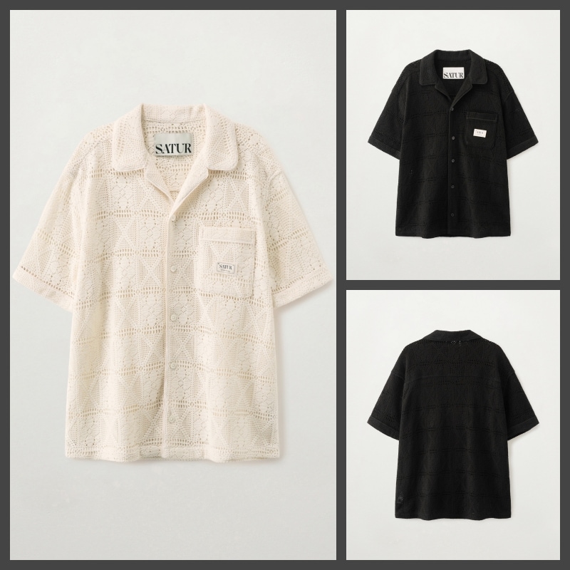 【SATUR】26SS CROCHET COLLAR HALF SHIRT : 2COLORS