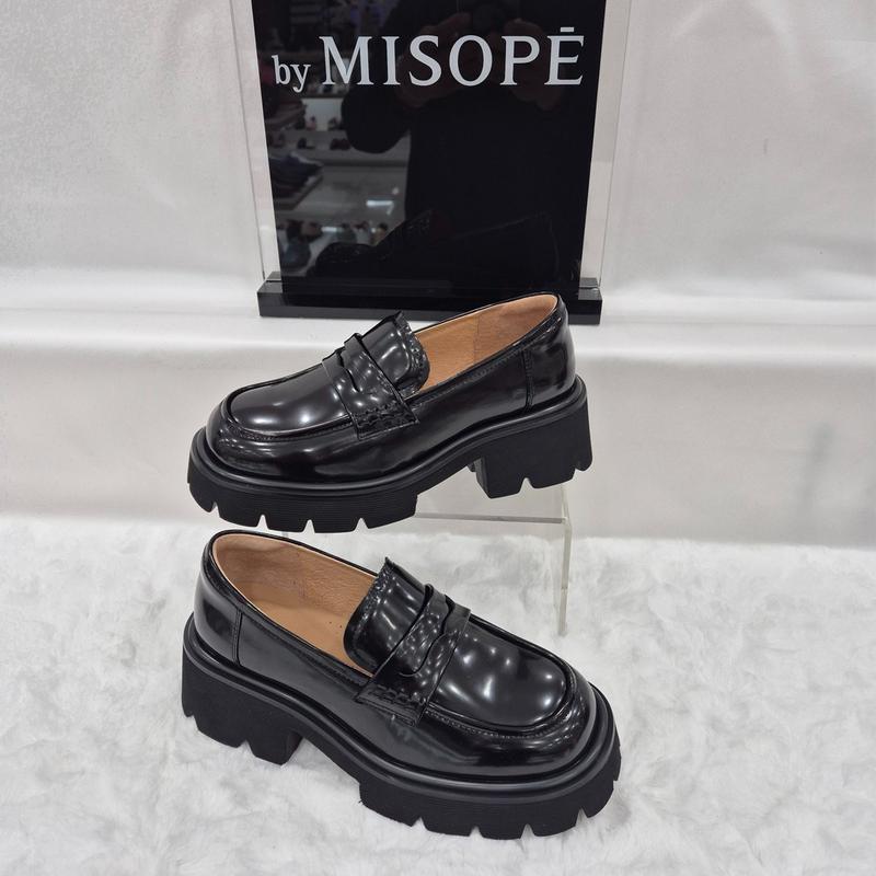 By 女性 チャンキーソール ペニーローファー 112HT419SD014 BLACK 1 JJ