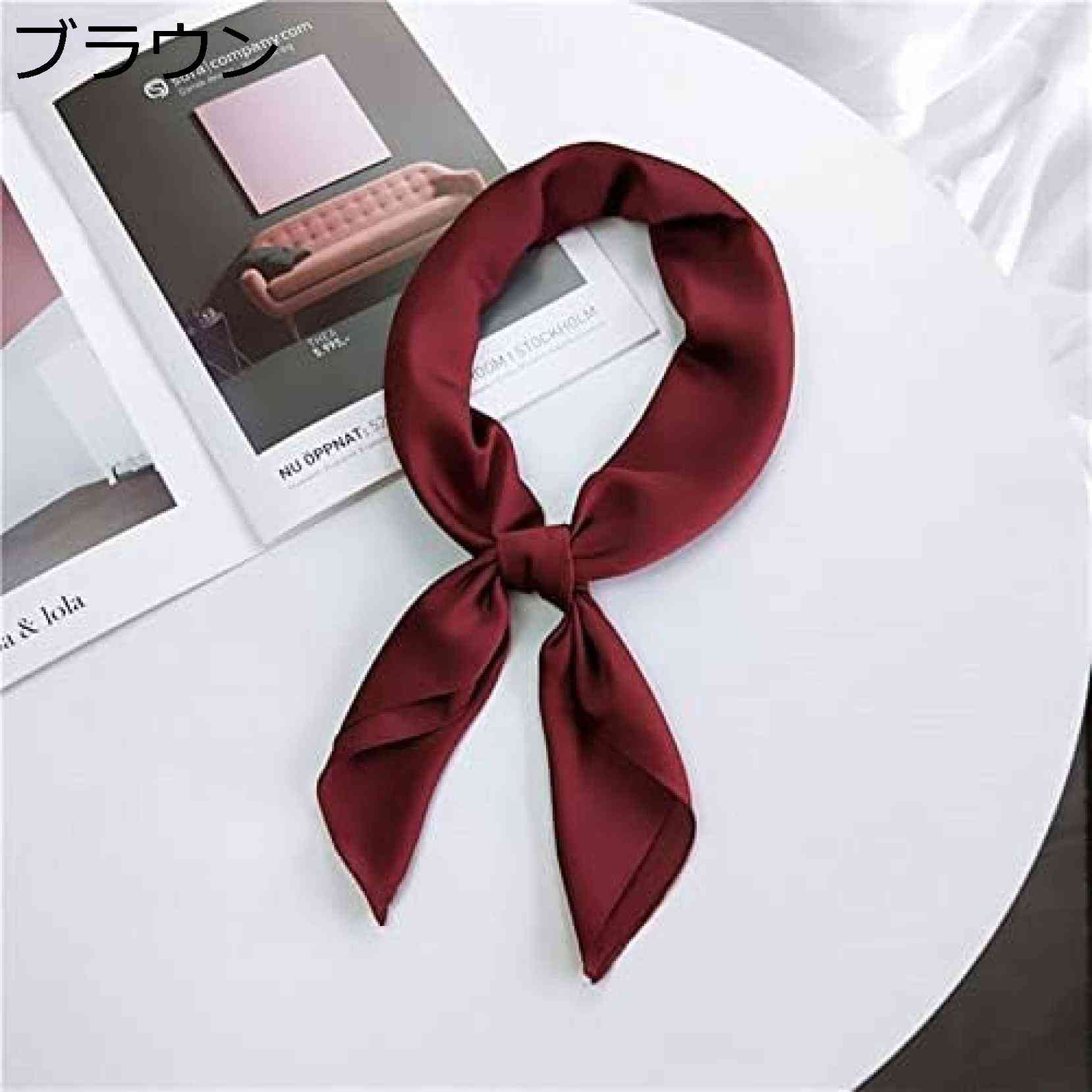 【20%OFFクーポン～】スカーフ 髪のピンクの緑色の白いネックスカーフのための女性の頭のスカーフ女性70cm * 70cmの正方形のバンダナス女性スカーフ ファッション (Color : Brown