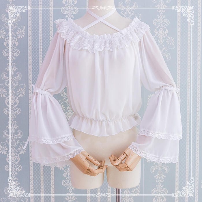 【急速出荷】ロリータ レディース ブラウス トップス 夏 長袖 姫系 インナー ボートネック 透け感 上品 優雅 エレガント 日常服 カジュアル クリスマス コスプレ ハロウィン