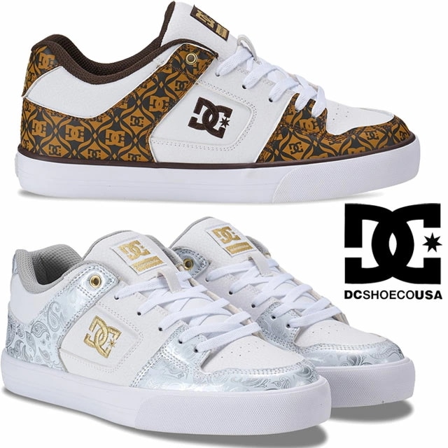 ディーシーシューズ メンズ スニーカー ピュア SE SN ローカット レディース カジュアルシューズ スケボー スケート DM261305 WG3 ホワイト/ゴールド ペイズリー柄 WBG ホワイト