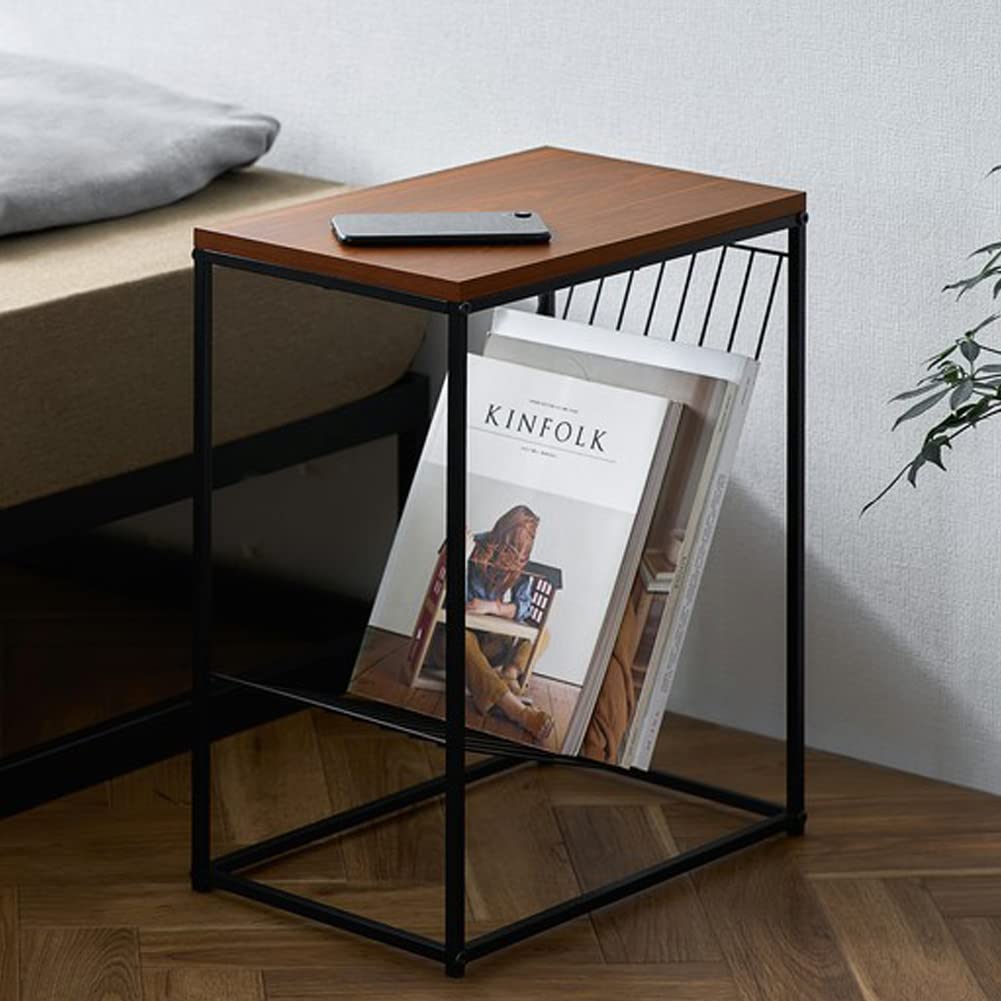 アイリスオーヤマ スチールフレームサイドテーブル おしゃれなディスプレイ 幅約25×奥行約40×高さ約50 おしゃれインテリア SFST-247M ウォールナット