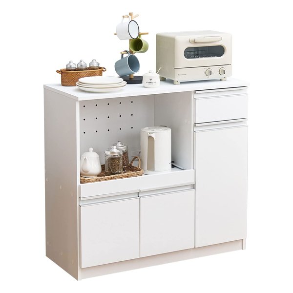 キッチンカウンター 約 幅89×奥行40×高さ82cm ホワイト VKC-7150WH