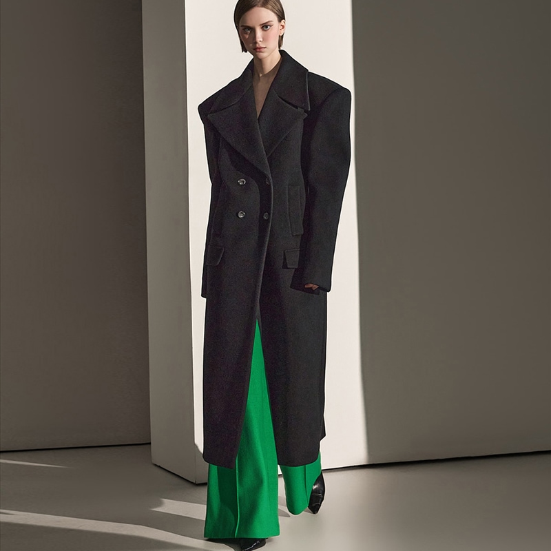 MBDJ058 カシミア ウール ビックカラー ダブルピーコート
