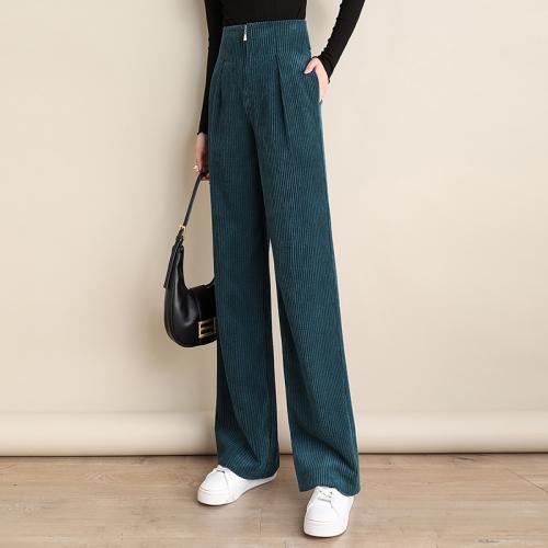 コーデュロイパンツ レディース 秋冬 ボトムス ハイウエスト 暖かい 厚手 ワイド ズボン ストレート ベージュ ブラック ブルー