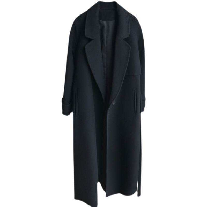 秋冬 ウール コート アウター コート 上着 ロングコート ミディアム丈 袖あり 長袖 Vネック 襟付き ストレート ダブルブレスト レギュラー ポケット 前開き 伸縮性 ボタン ウール 異素材MIX