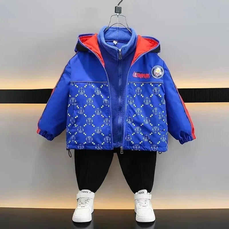 大好評 ウルトラマンの男の突撃服コート秋冬の新ごろつきかっこいい子供は2着のコートを分解することができます