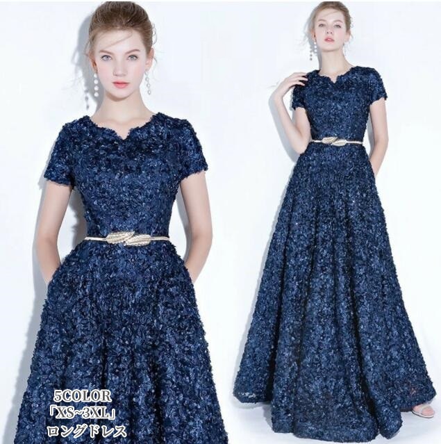 ウエディングドレス カラードレス ロングドレス カラードレス Aライン Long dress 袖あり パーティードレス 20代 30代 40代 上品 大人 結婚式ドレス ピアノ 発表会 お呼ばれ 二次