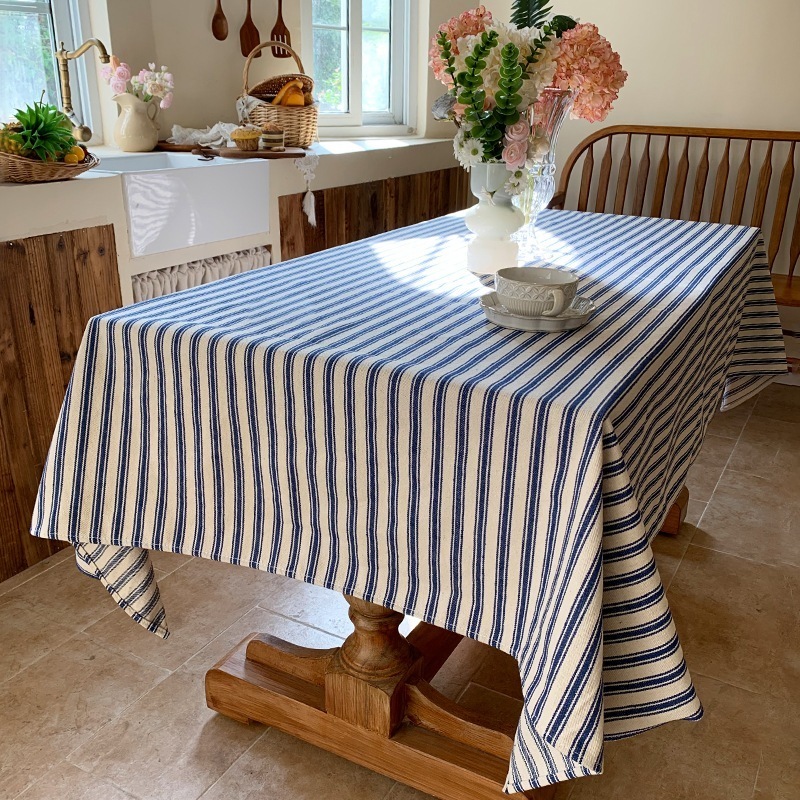 シンプルなストライプのテーブルクロスコーヒーテーブルテーブルクロス小さな新鮮な文学的な長方形のテーブル丸いテーブルカバークロステーブルクロス 4,954円