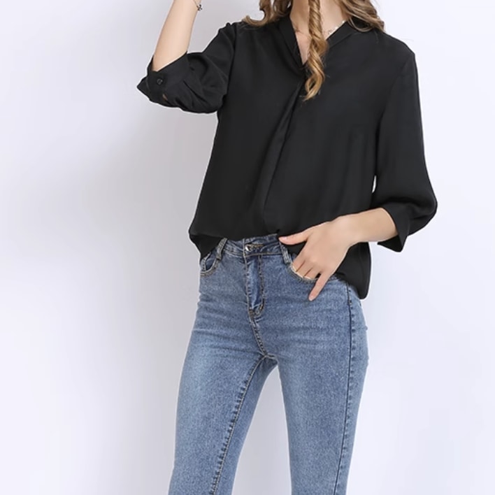 レディース トップス シャツ ブラウス プルオーバー 7分袖 Vネック 薄手 かわいい 大人可愛い きれいめ シンプル カジュアル 上品 おしゃれ かっこいい レトロ こなれ感 ラフ ルーズ 個性的