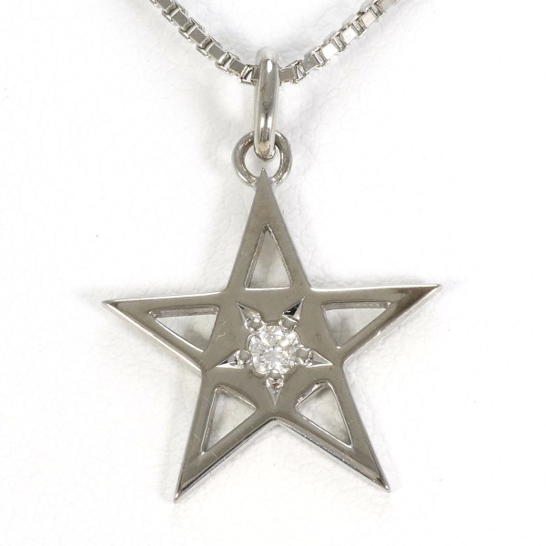 K18 18金 WG ネックレス ダイヤ 0.05 カード鑑別書 ジュエリー 中古