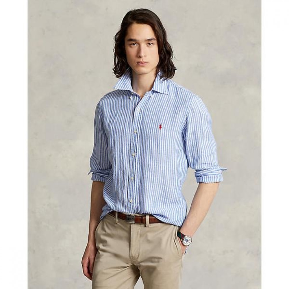 ポロラルフローレンメンズクラシックフィットストライプリネンシャツ (MNPOWOV16822218999)