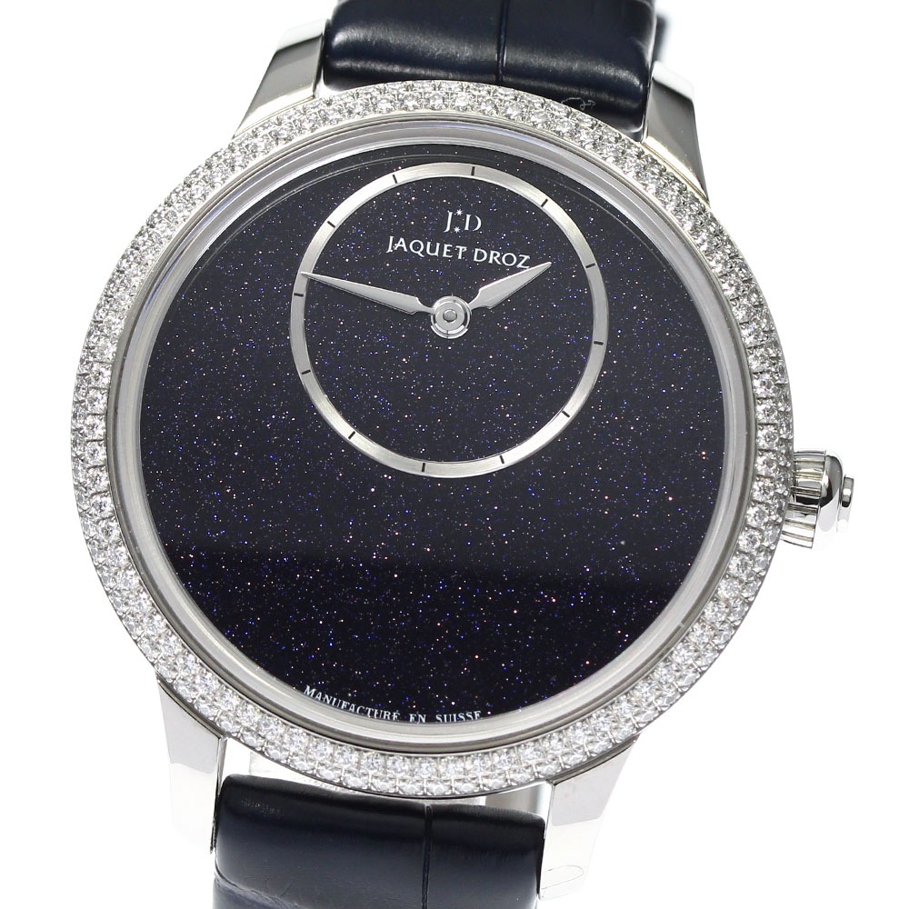 ジャケドロー JAQUET DROZ J005000271 プティ ウール ミニット アベンチュリン ダイヤベゼル 自動巻き メンズ 美品 箱保証書付き_790832【中古】 421,200円