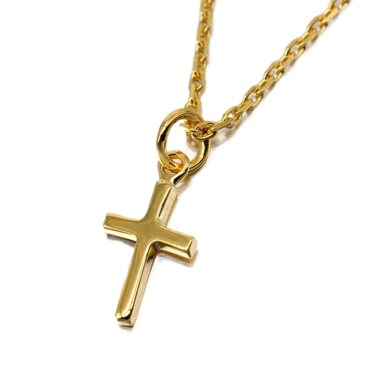 24K ゴールド コーティング ネックレス クロス 十字 シルバー 925 十字架 金 モチーフ チェーン チョーカー メンズ
