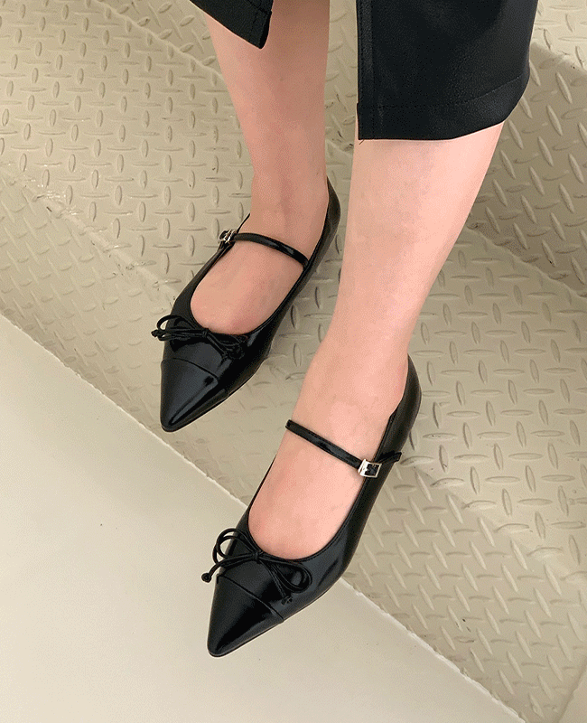 [MILOVANY] ララ スティレット リボン メリージェーン フラット 1.5cm