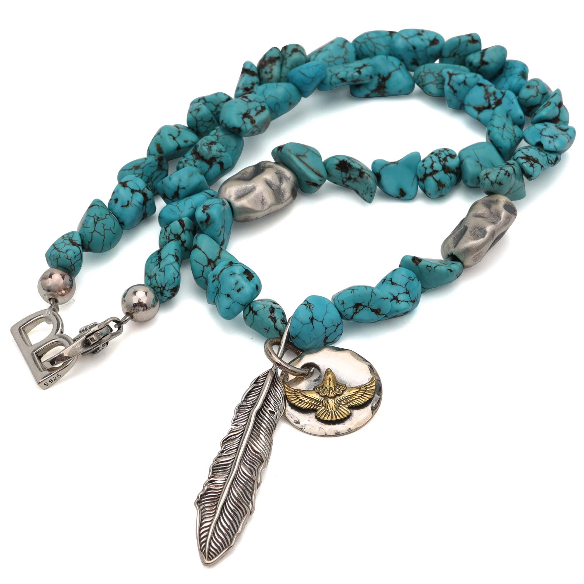 BFF 925 フェザーネックレス ターコイズ [bffns047]