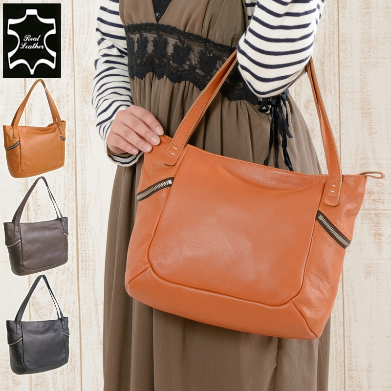 セミショルダー レザー トート シンプル 全面牛革ナチュラルなセミショルダー