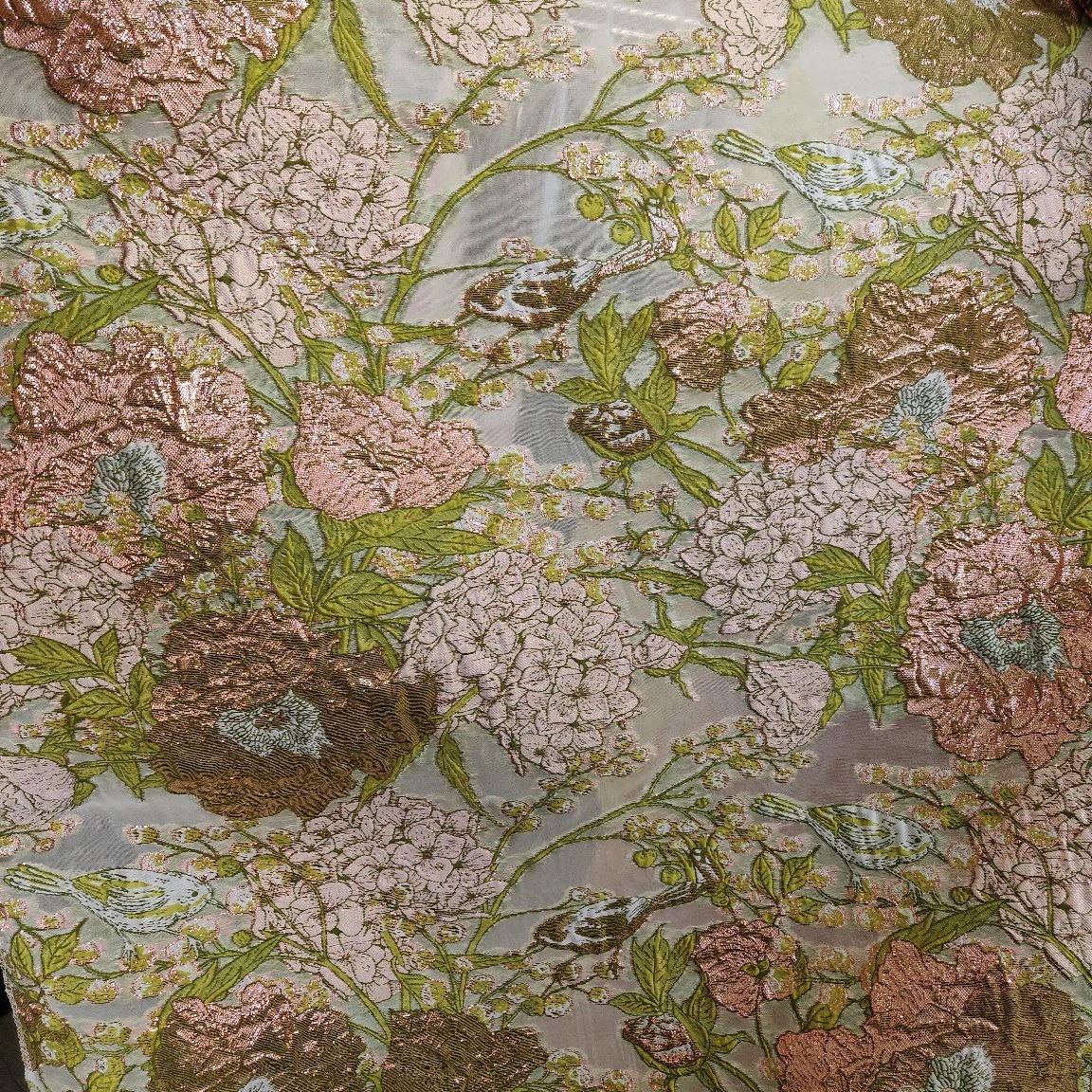 135CMx4M 生地 布 ジャカード カットクロス 色織 花柄 オルガン糸 金糸 和調 和柄 布地 ぬの きじ ハンドメイド はぎれ DIY 手芸 裁縫 プレゼント 韓国風 バッグ 服など用