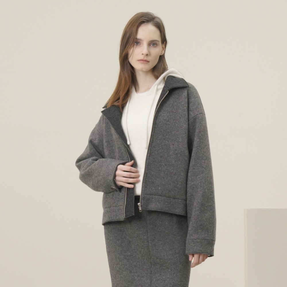 ACUD ウールジップアップジャンパー _グレー