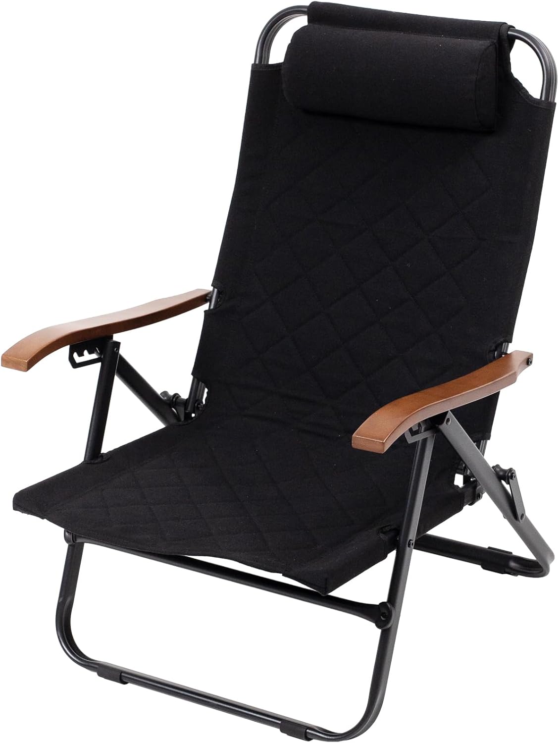 Hilander(ハイランダー) クライマックスローチェア2 収納袋付 アウトドアチェア リクライニング ST(スチール) ブラック 折りたたみ キャンプ リビング お昼寝 リラックス