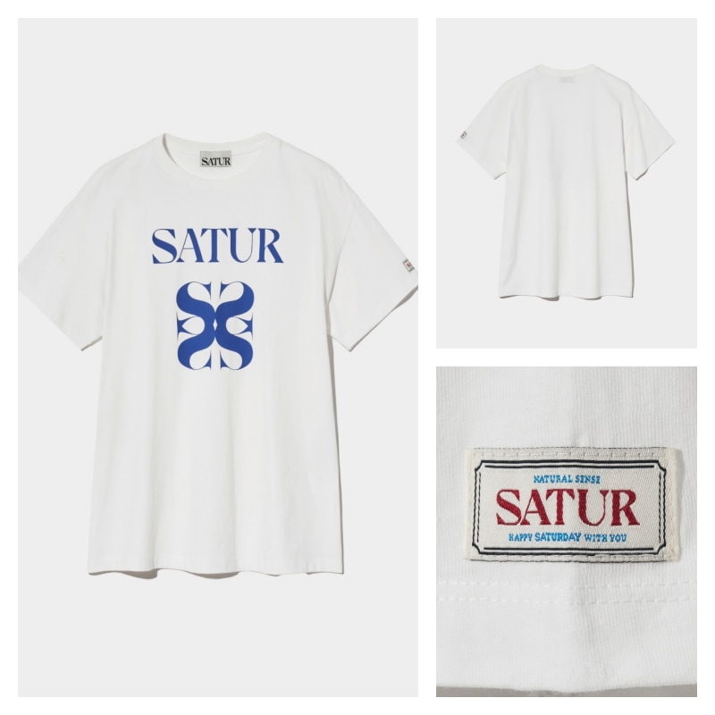 【SATUR】 (W) SATUR ALL DAY T-SHIRT : WHITE BLUE